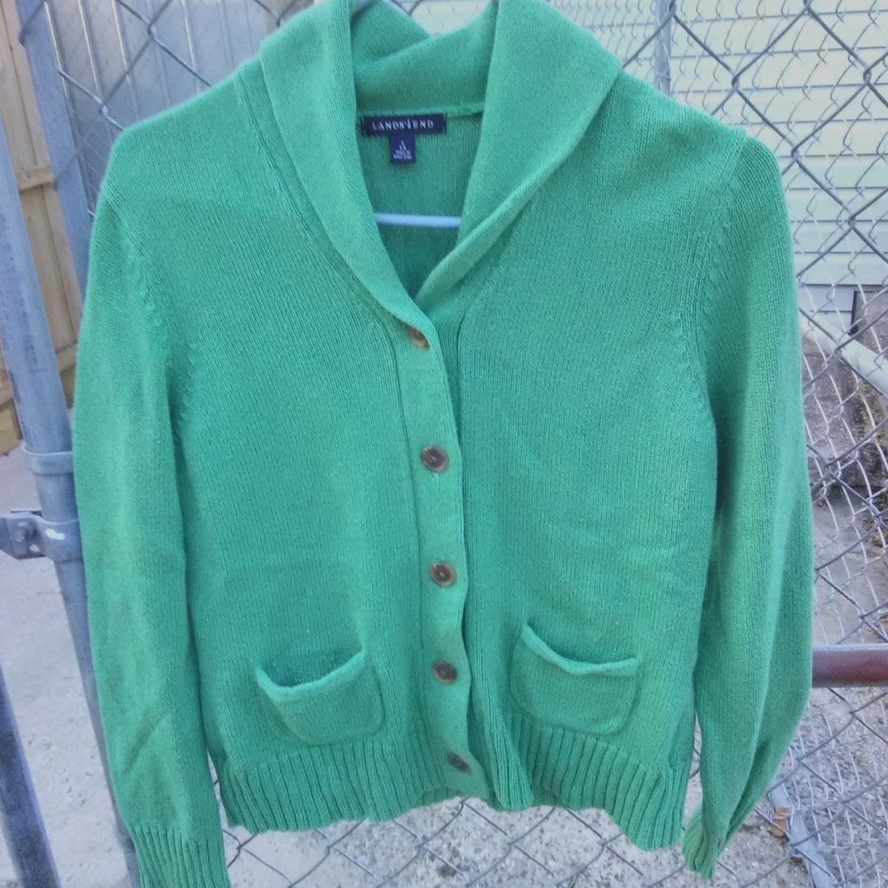 Women's lands end button-down sweater